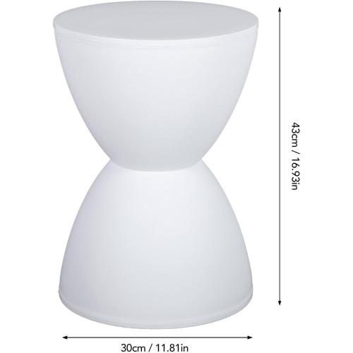 Modern Hourglass Shaped Accent Stool, White, Polypropylene (PP), 16.93 x 11.81 x 17.01 inches, Glossy Plastic Finish, 250 lbs Weight Limit