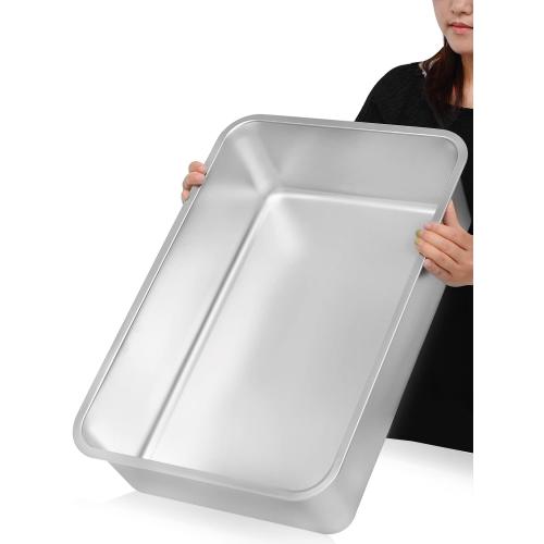 Kichwit Extra Large Stainless Steel Open Cat Litter Box | High Sides, Metal Litter Pan for Cat,