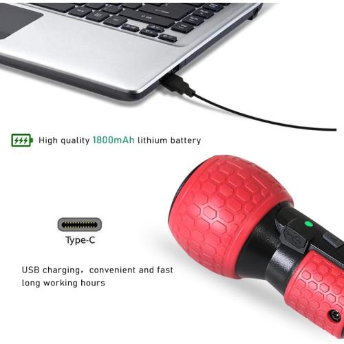3.6V Cordless Electric Screwdriver Rechargeable portable Mini Rotary Home Gadget，Automatic Manual all in one with LED Light and USB-C Charging Cable RED