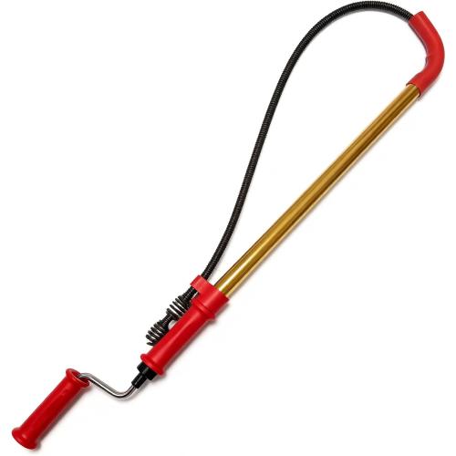 56658 K-6P 6FT Toilet Auger Snake for Use Manually or with Drill, Telescopic for Greater Reach, Heavy-Duty Toilet Auger Clog Remover Tool with Dual Bulb Head, Flexible Closet Auger with Vinyl Guard