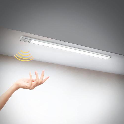 White EverBrite 70LED Dimmer Under Cabinet Lighting, Hand Wave Control & Motion Sensor, Magnetic Under Counter Lighting, Ultra Thin LED Light Bar for Closet, Cabinet and Hallway, 300 Lumen, 6000K