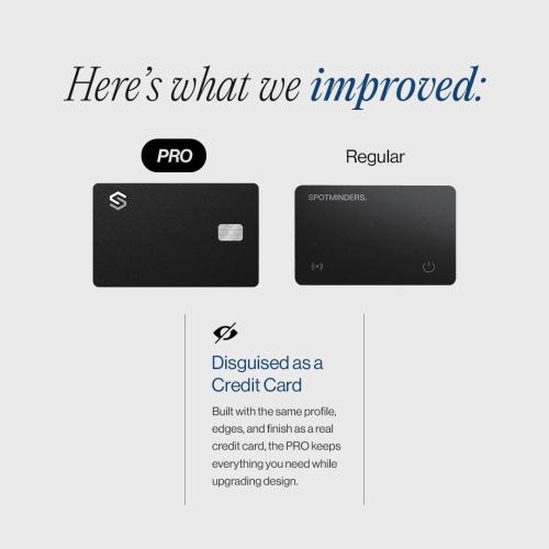 SPOTMINDERS Apple MFi Certified Wallet Tracker PRO Works with Apple Find My IP68 Rechargeable Tracking Card for Wallet Luggage Passport 0.07in Slim Credit Card Design Item Finder
