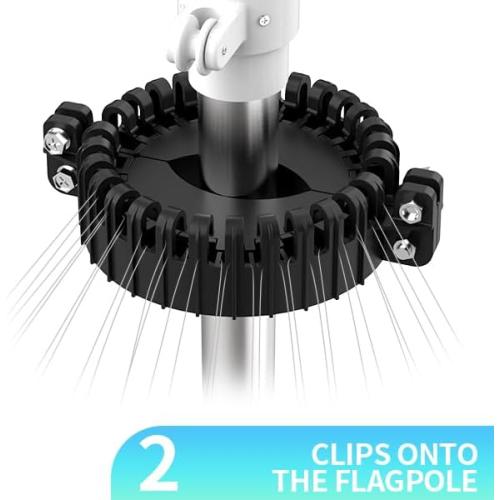 Christmas Tree Flag Pole Mega Topper Light Hook, 2-in-1 Flagpole Lights Hook Christmas Tree Light Kit for Hanging Strings & Xmas Patio Yard Party Decoration with Rope Hook