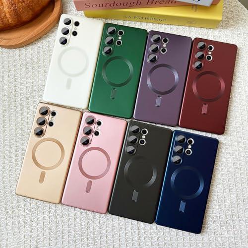 ankofave Magnetic for Samsung Galaxy S25 Ultra Phone Case for Women/Men, Matte Luxury Soft Metallic Luster Design with Camera Lens Protector, Shockproof Anti-Scratch Phone Case 6.8-Champagne Gold