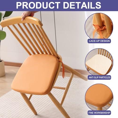 Set of 4 Faux Leather Kitchens Chair Cushion Waterproof Outdoor Non-Slip Memory Foam Dining Seat Pads with Zipper 1 Thick for Office Chairs(#1,16x14x14(2pcs))