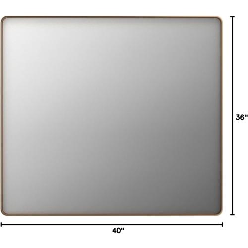 LOAAO 40”X36” Gold Bathroom Mirror, Rounded Rectangle Gold Frame Mirror, Brushed Gold Bathroom Vanity Mirror Wall-Mounted, Anti-Rust, Tempered Glass, Hangs Horizontally or Vertically