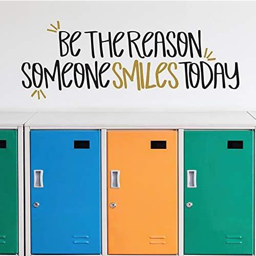 Paper Riot Co. Inspirational Wall Stickers Be The Reason Someone Smiles Today Positive Motivational Removable Adhesive Decals for Classroom Kids Room Nursery Bedroom Home Decor