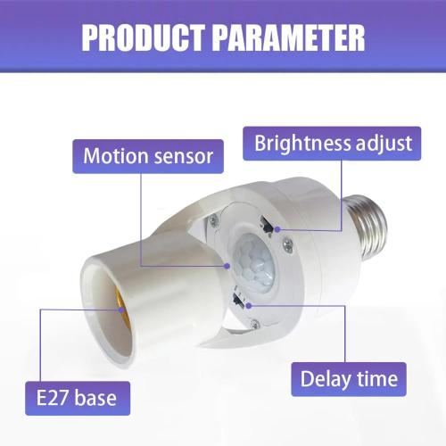 E26/E27 Motion Sensor Light Socket Adapter – Smart Screw-in Bulb Holder with PIR Motion Detection, Automatic On/Off for Garage, Storage Room, Basement & Closet