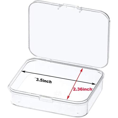 16 Pcs Mini Plastic Storage Containers Box with Lid, 3.5x2.4 Inches Clear Rectangle Box for Collecting Small Items, Beads, Game Pieces, Business Cards, Crafts Accessories