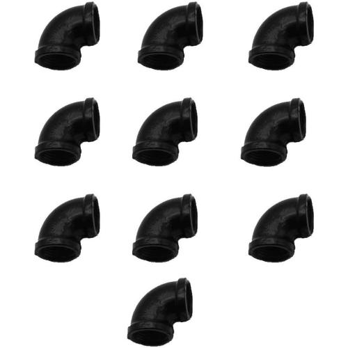 Black 10 Pack 1/2 GeilSpace Elbow, Malleable Iron Pipe Fittings - Vintage DIY Industrial Shelving, Industrial Decor, Furniture DIY (1/2, Black)