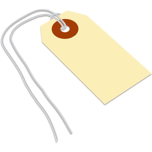 SmartSign Blank Shipping Tags with Pre-Attached Loop Strings, Size-1, Pack of 1000, 10pt Thick Manila Cardstock Tag, 1.375 x 2.75 Paper Hang Tags with Reinforced Fiber Patch