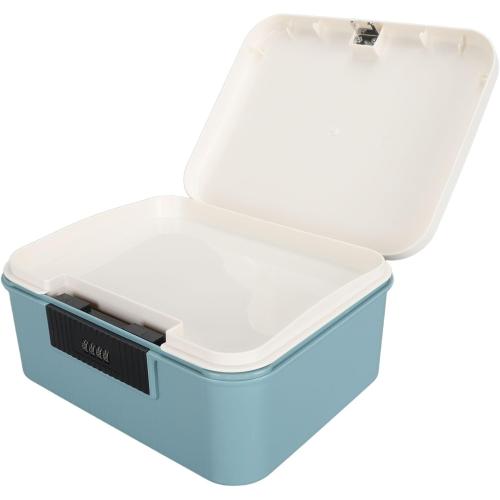 Lockable Storage Container Bin, 9L Capacity Combination Lockable Storage Box Heavy Duty Plastic Trunk with Lock for Office School Home Files Document Organizer (Grey) (White) (Blue)