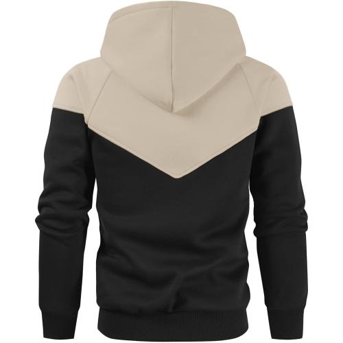 Men's Midweight Fleece Pullover Hoodies Casual Color Block Hooded Sweatshirt with Pockets size small