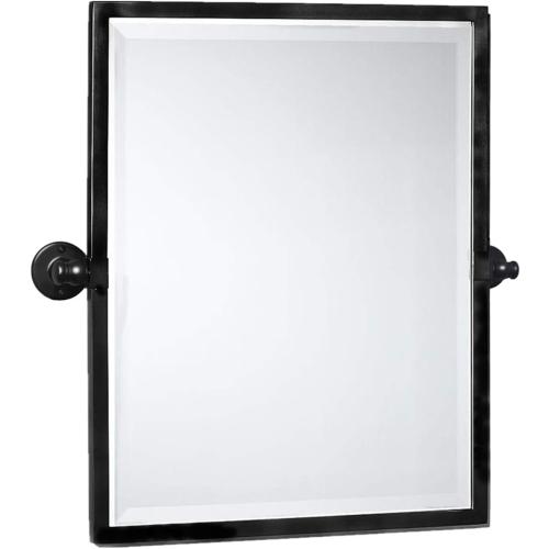 Black Metal Framed Pivot Rectangle Bathroom Mirror Tilting Beveled Vanity Mirrors for Wall 23'' x 24'' inches…