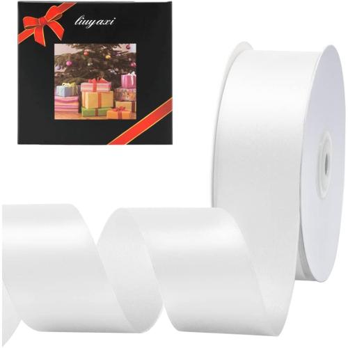LIUYAXI White Double Face Satin Ribbon 1-1/2 X 50 Yards, Ribbons Perfect for Crafts, Gift Wrapping, Bow Making and More