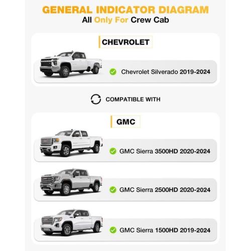 3W Floor Mats Fit for 2019-2025 2026 Chevy Silverado/GMC Sierra Denali 1500 & 2020-2025 2026 GMC Sierra 2500/3500 HD Crew Cab TPE All Weather Floor Liner, Fit For 2nd Row with Factory Carpeted Storage