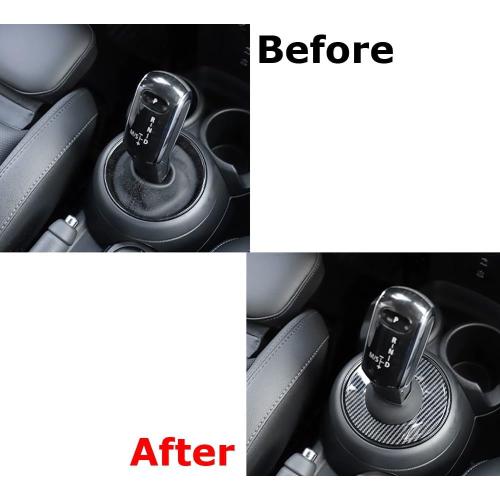 iJDMTOY Twill-Weave Carbon Fiber Pattern Finish Steptronic Shift Well Boot Cover Decoration, Compatible with MINI Cooper 2019-up F54 F55 F56 F57 F60