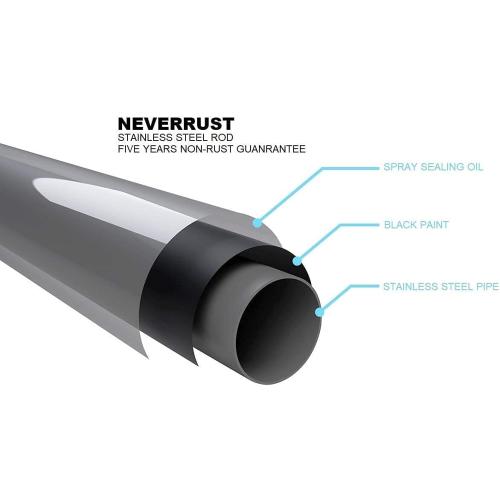 BRIOFOX Shower Curtain Rod 43-73 Inches Matte Black, Rustproof and Non-Fall Down Spring Tension Rod for Window or Bathroom, Stainless Steel