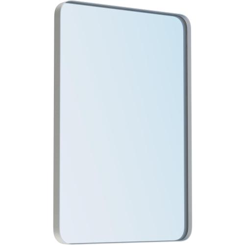 18 x 26 Inch Silver Bathroom Mirror for Wall, Metal Framed Rounded Rectangle Vanity Mirror Modern Farmhouse, 1/4-inch Shatterproof Glass | Ultra-Flush Hanging