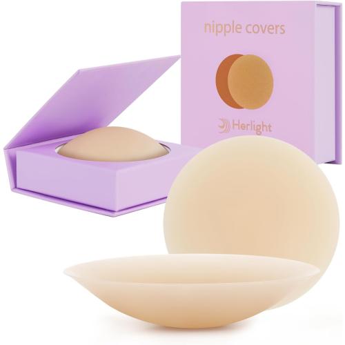 Nipple Covers for Women – Reusable Sticky Silicone Nipple Covers, Seamless Invisible Washable Design with Travel Box
