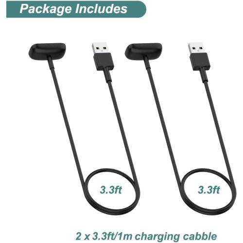 Charger for Fitbit Charge 5 / Charge 6 / Luxe, Replacement Charging Cable Cord Accessories for Fitbit Bands (2-Pack, 3.3ft/1m)