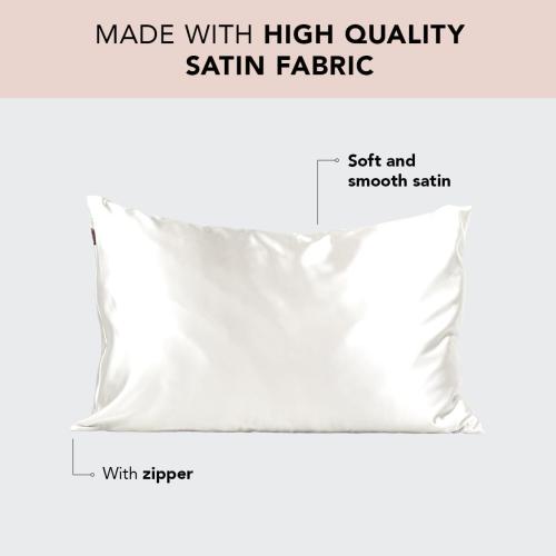 Kitsch Satin Pillowcase with Zipper for Hair & Skin, Softer Than Silk Pillow Cases Queen Size Set of 2, Wrinkle-Free, Smooth and Cooling Satin Pillow Covers, Standard Size 19x26 - Ivory, 2pcs