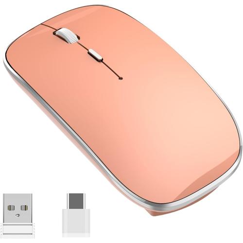 Halpilt Silent Wireless Mouse | USB-C & USB-A Dual Receiver(Orange)