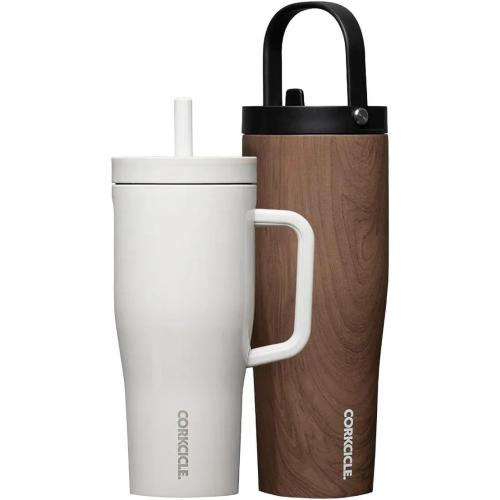 Corkcicle Leakproof Hydration Set, 2-Pack Go Cup XL (30oz) and Cruiser (22oz) Insulated Tumblers with Straws
