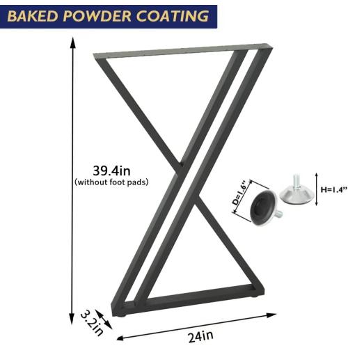 Table Legs 40 inch Set of 2, Bar Height Counter Metal Steel Tall Desk Base Steel for Kitchen Living Room or Outdoor (24W x 39.4H)