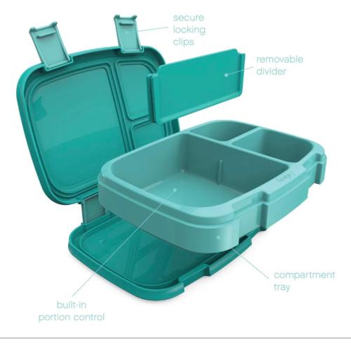 Bentgo Fresh (Blue/Green 2 PACK) - New & Improved Leak-Proof, Versatile 4-Compartment Bento-Style Lunch Box