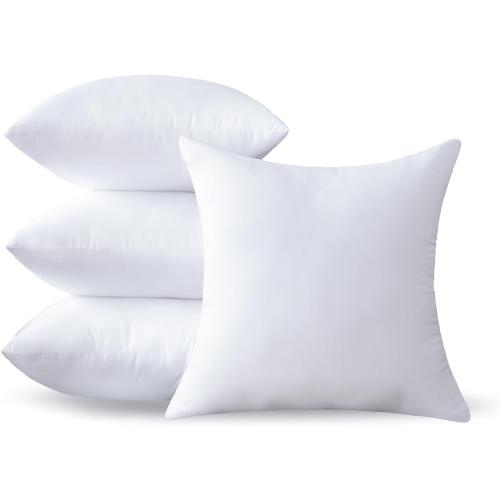 Size 18 x 18 Color White Pillow Inserts Set of 4 - Premium Soft and Fluffy 18 Inch Medium Sofa Decorative White Square Throw Pillow Inserts Stuffing for Living Room Couch and Bedroom Interior Cushions