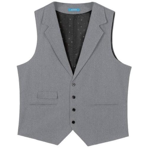 Size XL Solove-Suit Mens Vintage Tweed Suit Vest Notch Lapel Dress Waistcoat Western Cowboy Vest
