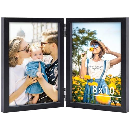 8x10 Picture Frames Double Black Photo Frame Folding Vertical Stand Display Side by Side
