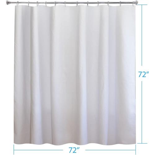 YISURE 100% Cotton Shower Curtains White, Luxury Fabric Curtain for Bathroom or Hotel, 72x72