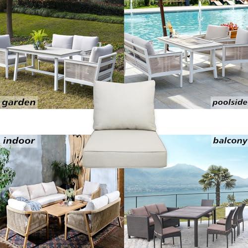 22x24 inch Outdoor/Indoor Deep Seat Patio Cushions Set of 2 Deep Seat Bottom Resilient Foam Filling Water Repellent Stain-Resistant UV Resistant Weather Resistant Almond