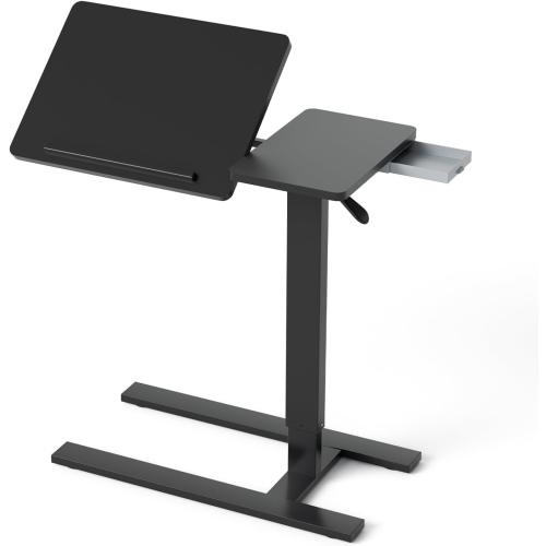 Big Big 32 W x 16 D Tilt Desktop Overbed Table with H-Shaped Sturdy Base, Stable Metal and 360° Concealed Casters, Moveable Bedside Desk for Home,Office,Hospital Use (Black)