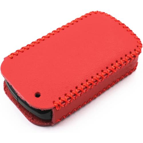 Leather for 2019 2018 2017 2016 2015 2014 2013 2012 2011 Toyota Sienna HYQ14ADR Smart 6 Buttons Key Case Fob Cover Chain (Red)
