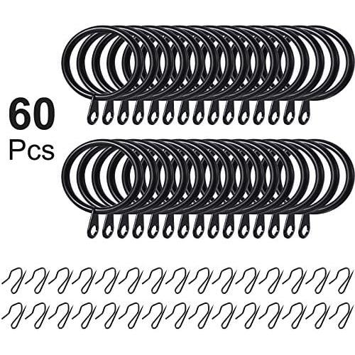 Metal Curtain Rings with Hooks, 1.26 Inches Interior Diameter