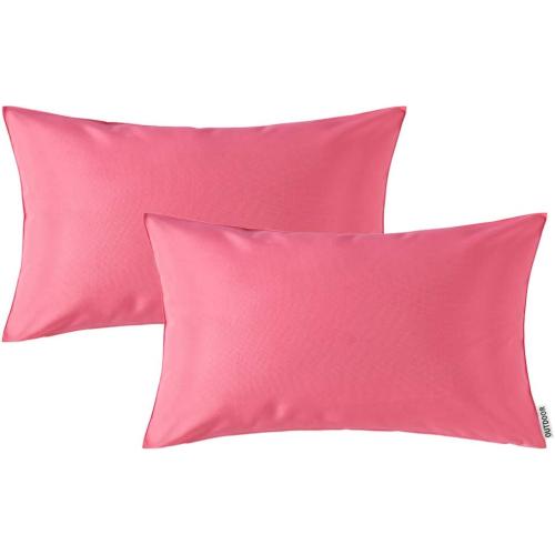 MIULEE Pack of 2 Decorative Outdoor Waterproof Pillow Covers Garden Cushion Sham Throw Pillowcase Shell for Spring Valentine's Day Patio Tent Couch 12x20 Inch Pink