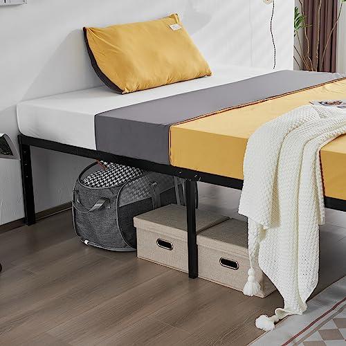 Karl home 18 Inch Full Size Bed Frame Metal Platform No Box Spring Needed, Heavy Duty Steel Firm Mattress Foundation, Simple Style Easy Assembly, Black