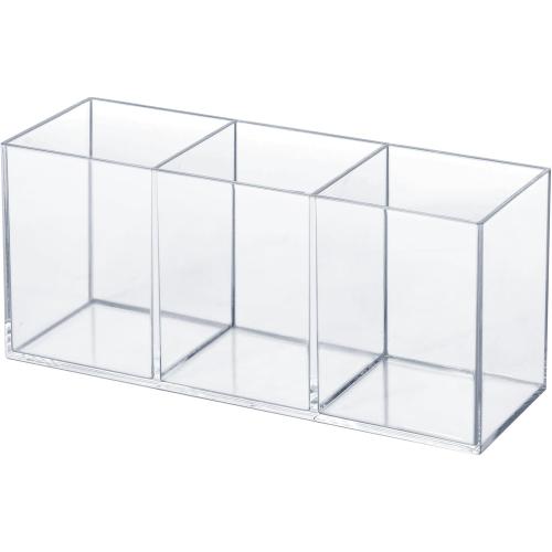 elysolpluv Clear Acrylic Silverware & Pen Organizer Caddy, Transparent Plastic Silverware Holder, Perfect for Office, Bedroom, and Bathroom Storage
