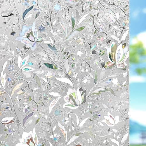 Kromapolis Privacy Window Film, Stained Glass Decorative, 29.5″ x 78.7″ | Rainbow Window Clings, Non-Adhesive Reusable Sticker, UV Sun Blocking Heat Control Covering for Home Office Living Room