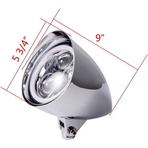 Chrome Billet CREE LED 5.75 White High Low Beam Headlight Amber Halo Ring DRL Compatible with Harley Sportster Dyna FX Softail