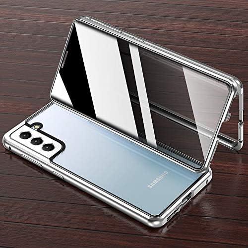 YEEHi Lockable Galaxy S21 Plus 5G Anti Peeping Magnetic Case with Privacy Screen Protector Safety Lock 360 Full Body Glass Cover Aluminium Alloy Metal Bumper Case (S21Plus, Black)