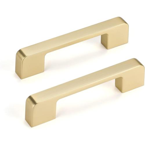 10 Pack 3-3/4 Inch Modern Brushed Gold Cabinet Pulls Zinc Alloy Dresser Drawer Pulls Cabinet Hardware