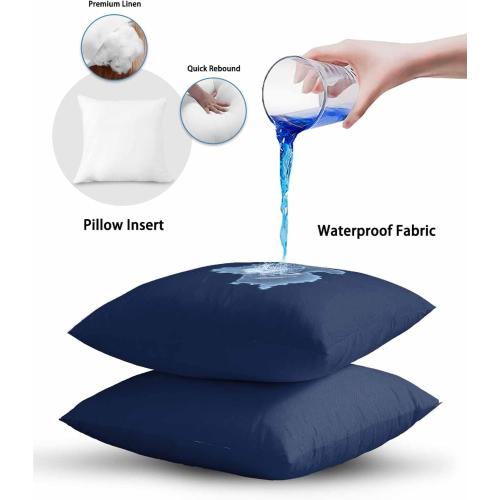 Size medium Navy Blue Outdoor Pillow Inch Pack of 1 Simple Solid Color Waterproof Throw Pillow Covers with Inserts Lumbar Cushions for Home Patio Tent Balcony Garden Sofa