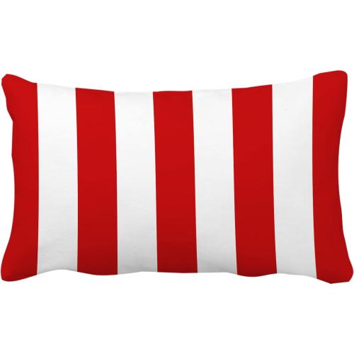 Leaveland Red and White Stripe Set of 2 12x20 Inch Cotton Polyester Throw Pillow Cover Decorative Soft Lumbar Cushion Case Slipcover Fall Autumn Winter Christmas Home Decor Sofa Accent Pillowcase Sham