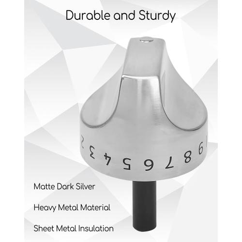 WB03K10265 2 Pcs Burner Control Knobs Fit for GE Gas Stoves | Replace AP4363671 PS2339711 WB03K10242, Stainless Steel Stove Knob