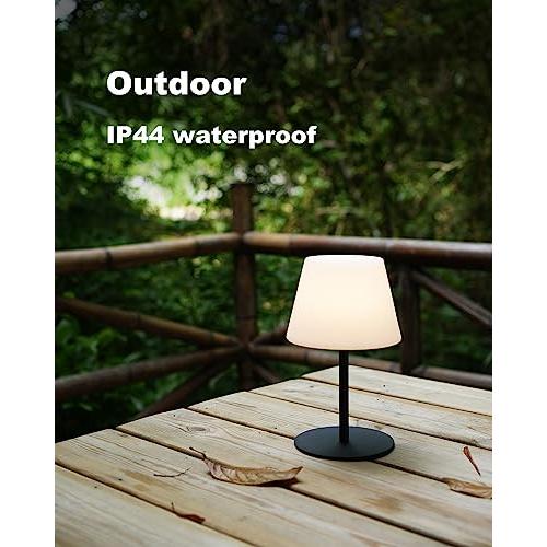 Cordless Table Lamp Rechargeable, Outdoor Battery Operated Table Lamp Waterproof, Portable Touch Dimmable Night Light, Height Adjustable, for Home/Bedroom/Patio/Restaurant (2Pack Black)