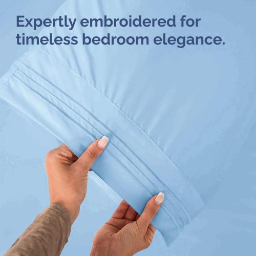 King Pillow Cases Set of 2 - Ultra Soft Pillowcase Covers - Light Blue